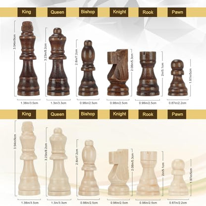 Magnetic Wooden Chess Set for Adults Kids 17'' Chess Board with Handmade Pieces, Folding Portable Travel Unique Chess Sets Game for Tournament Professional Beginner - size: 17 INCHES