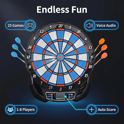 Electronic Dart Board - Professional Dart Board with Digital Scoreboard, LED Display, Soft Tip Darts & Electric Dartboards for Adults, USB-C Power