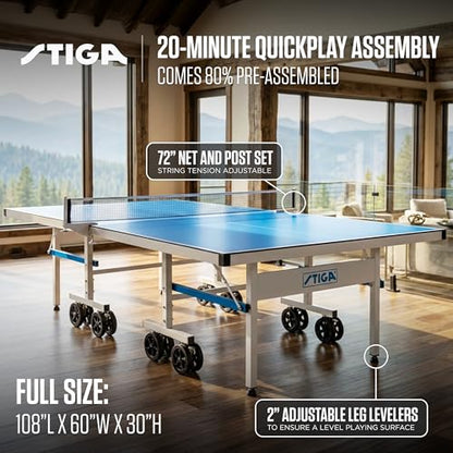 STIGA Outdoor Table Tennis Table – All-Weather Waterproof Aluminum Ping Pong Table with Net & Post, QuickPlay Assembly, 108" L x 60" W x 30" H - style: XTR Pro