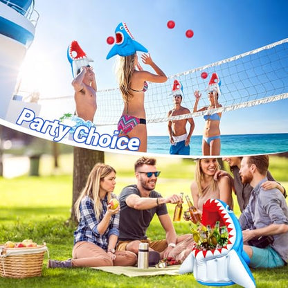 Shark Pool Toys, 3-in-1 Inflatable Pool Floats Basketball & Football & Head Hoop Swimming Pool Games, Summer Outdoor Water Games Beach Family Party Gift for Kids Boys Girls - style: Shark 3 in 1 Game