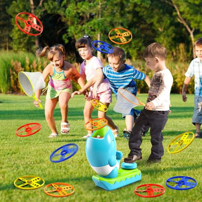 WATUDOU 12 PCS Flying Disc Launcher Outdoor Indoor Game Toys Gifts for 3 4 5 6 7 Year Old Boys Kids, Outdoor Outside Game Toys for Boys Girls Ages 3-5 4-8, Ideal 3 4 5 6 Year Old Birthday Gifts - style: 15 PCS