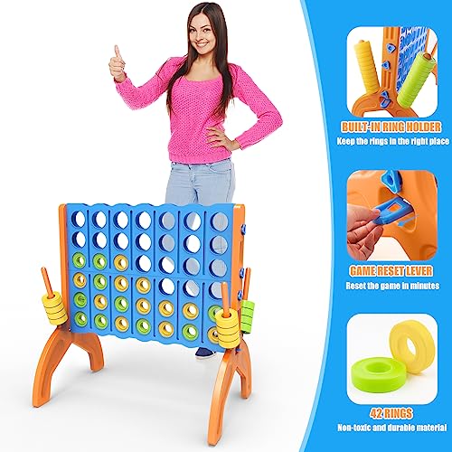 Ayeboovi Giant 4-in-A-Row, Jumbo 4-to-Score Yard Game for Kids and Adults Connect Game Set Toss and Catch Ball Game