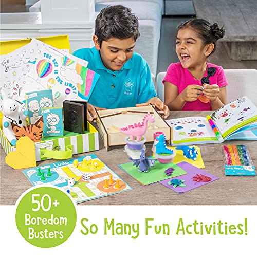 Open The Joy On The Go Box, Road Trip Travel Games Activity Box, Includes Card Games, Craft Kits, and Other 50+ Travel Activities for Kids and Family Ages 4+