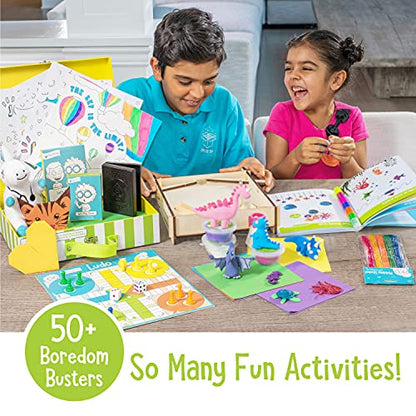 Open The Joy On The Go Box, Road Trip Travel Games Activity Box, Includes Card Games, Craft Kits, and Other 50+ Travel Activities for Kids and Family Ages 4+