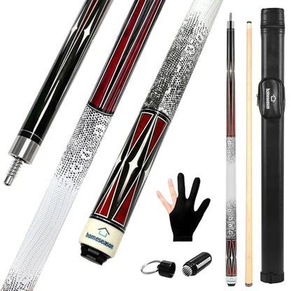HomeSeason Pool Cue Stick 58" Billiard Cue Sticks 3D Printed Grip Professional Low Deflection Pool Sticks Maple Wood Pool Sticks 13mm Tip - color: 18oz with bag