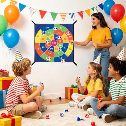 Trampoline Dart Board Game - Sticky Ball Target Toy Set, Interactive Trampoline Sticky Ball Games,Outdoor Indoor Party Game for Kids Adults Backyard Birthday Neighborhood Use