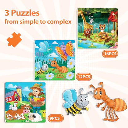 Magnetic Puzzles for Toddlers 3-5, Farm Animals Puzzles for Kids Ages 4-6 Toddler Puzzles, Educational Learning Magnets Travel Puzzels Road Trip Activities Toys for 3 4 5 6 Boys and Girls Gift - style: Farm
