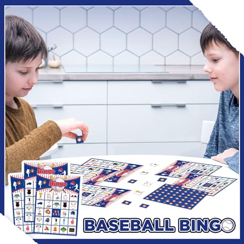 Liliful 35 Pcs Baseball Bingo Games 24 Players Sport Theme Bingo Cards for Boys Girls Adults Family Classroom Activities Sports Event Baseball Birthday Party Favors Supplies