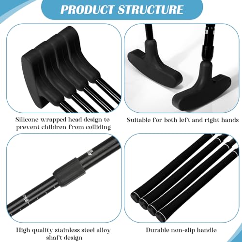 Wettarn 6 Set Golf Putters for Men and Women Two Way Mini Golf Putter with 6 Balls for Right or Left Handed Golfers Adjustable Length - color: Black