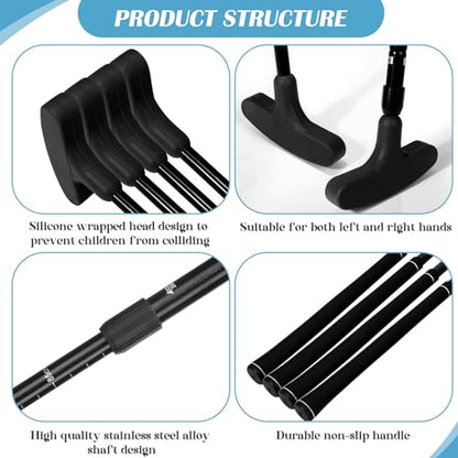 Wettarn 6 Set Golf Putters for Men and Women Two Way Mini Golf Putter with 6 Balls for Right or Left Handed Golfers Adjustable Length - color: Black
