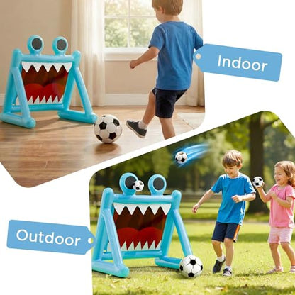Funscape Kids Soccer Pool Toy, Inflatable Soccer Goal w/Balls, 2-in-1 Kick & Toss Water Pool Game, Outdoor Sport Backyard Game, Summer Beach Yard Party Gift for 3 4 5 6 7 8 Year Old Toddler Boy Girl - style: Monster Mouth