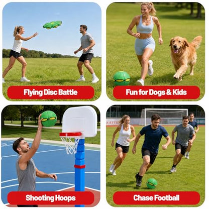 Magic Metaball, Magic Bouncing Ball, Magic Flying Saucer Interactive Pop-Up Transform Toy, Family Interaction Green Bouncy Ball, Collapsible Time Delay Frisbee Flying Disc Toy with 6 Light - color: Green