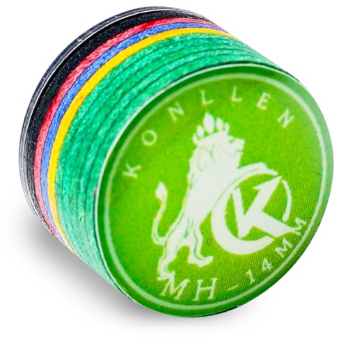 KONLLEN Pool Cue Tips 9 Layers Rainbow Billiards Tip (Hardness SX/SS/S/M/MH/H) (Size 11mm/14mm) Pool Cue Tip with Transparent Gasket Billiards Cue Accessories - color: MH-Green 1pcs, size: 14mm
