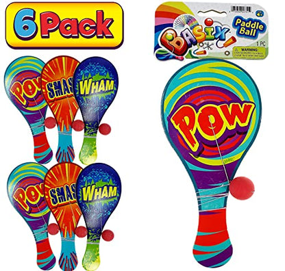 JA-RU Wooden Paddle Ball with String (6 Paddle Balls) – Classic Paddle with Ball Attached for Kids, Party Favors, Goodie Bag Stuffers & Classroom Prizes. 751-6p - size: 6 Packs