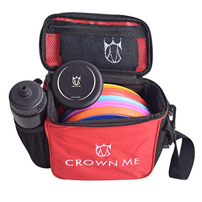 CROWN ME Disc Golf Starter Set,Disc Golf Set with 6 Discs, 1 Marker,1 Towel and Starter Disc Golf Bag Fairway Driver - color: Red