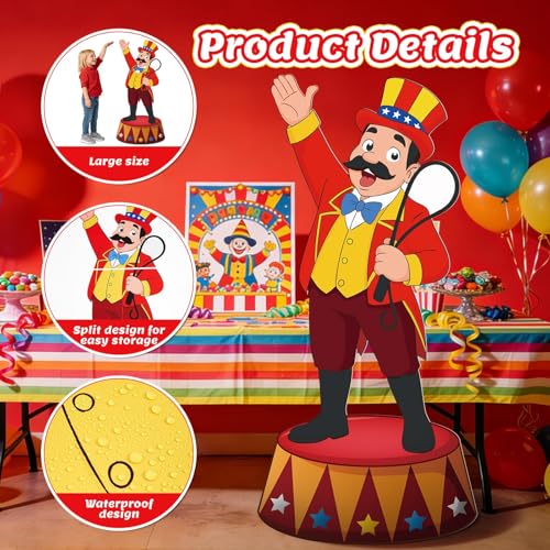 3.93 Ft Carnival Leader Cardboard Cutout Stand Up Circus Theme Party Decorations Life Size Large Carnival Clown Themed Birthday Party Decoration Backdrop for Photo Props Party Supplies - size: 1.84 x 3.93 feet/ 56.1 x 120 cm