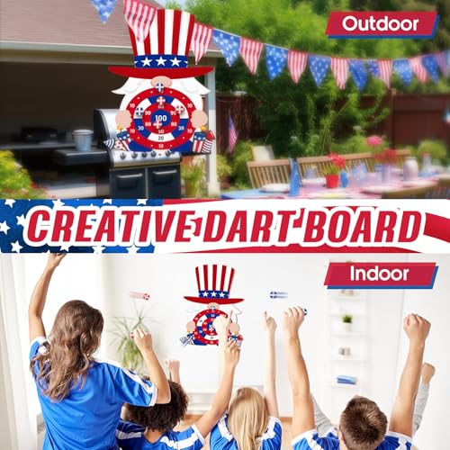 Seenelling 250 Anniversary Games Set 4th of July Patriotic Dart Board Games with 6 Sticky Ball Independence 1776-2026 American Day Party Favor for Red White and Blue Throwing Outdoor(Top Hat)