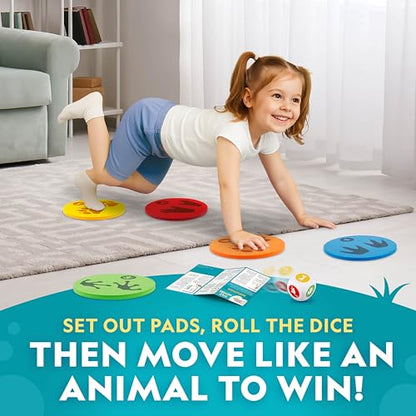 National Geographic Kids Wild Movers Animal Activity Game – Active Play & Animal Movement Game for Kids Ages 3+, Preschool Early Learning Activity with Dice, Landing Pads & Play & Learn Cards - style: Wild Movement Game