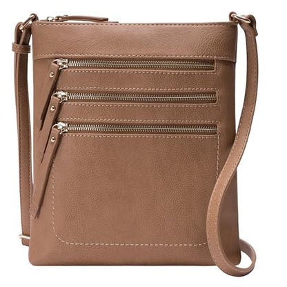 Solene Crossbody Bag Functional Multi Pocket Messenger Purse Top Zip Closure Shoulder Handbag With Adjustable Strap - color: Stone