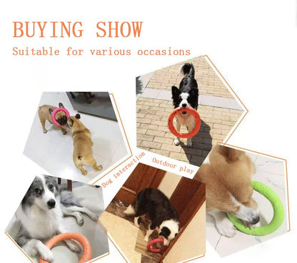 Outdoor Fitness Dog Training Ring, Floating Traction Toy Round Dog Pull Ring Interactive Game Tool, Suitable for Medium and Large Dogs (Yellow, Large) - size: Large