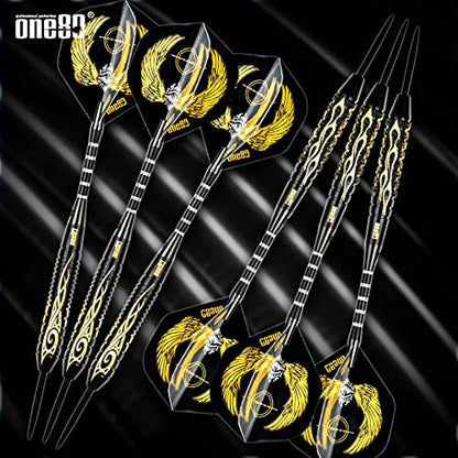 ONE80 Professional Steel Tip Darts Set in 12 Pack with Extra Flights and Shafts - style: Brass Barrel