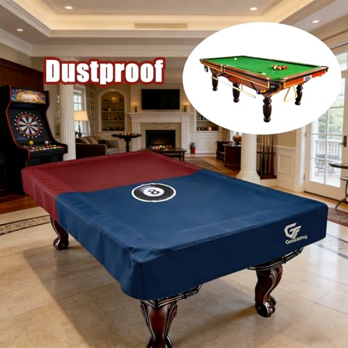 8FT (100"L x 56"W x 8"H) Heavy Duty Leatherette Pool Table Cover – Waterproof, Scratch-Resistant, All-Season Protection for Indoor/Outdoor Use – Red/Dark Blue