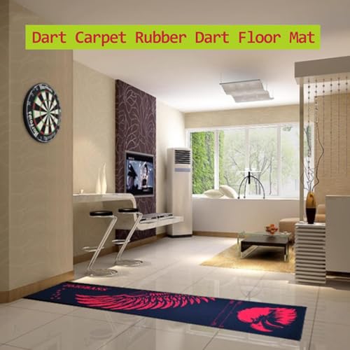 Rubber Dart Mat, 9.6 x 2ft Heavy Duty Dart Carpet with Throw Lines Professional Non-Slip Dart Floor Mat Soundproof Flooring Protector for Dart Game