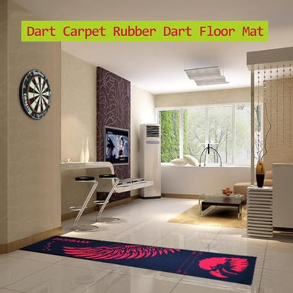 Rubber Dart Mat, 9.6 x 2ft Heavy Duty Dart Carpet with Throw Lines Professional Non-Slip Dart Floor Mat Soundproof Flooring Protector for Dart Game