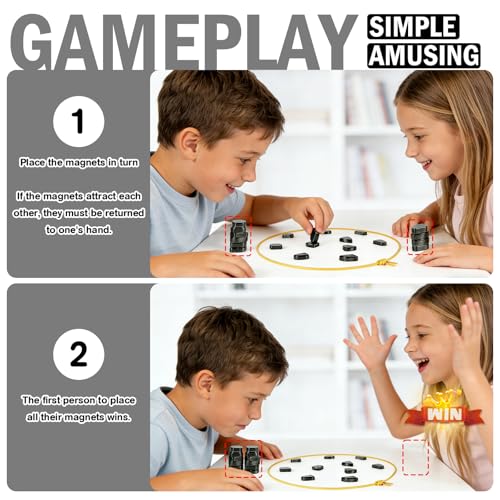 Magnetic Chess Game with String & Stones, Magnet Game for Family, Party, Travel & Camping, Puzzle Strategy Games, Great Gift for Kids & Adults -20PCS Magnetic Stones with Travel Bag