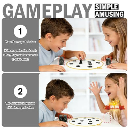 Magnetic Chess Game with String & Stones, Magnet Game for Family, Party, Travel & Camping, Puzzle Strategy Games, Great Gift for Kids & Adults -20PCS Magnetic Stones with Travel Bag