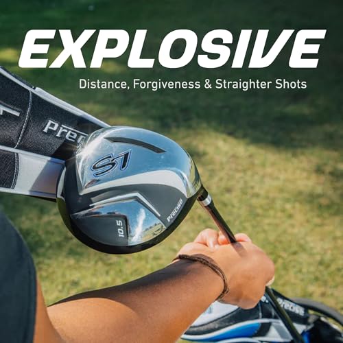 Precise S7 Men's 18-Piece Complete Golf Club Set – Titanium Driver, Fairway Woods, Hybrid, 5-SW Irons, Putter & Stand Bag, Right Handed - color: Blue, size: Tall Size +1" for 6'1" and Above!