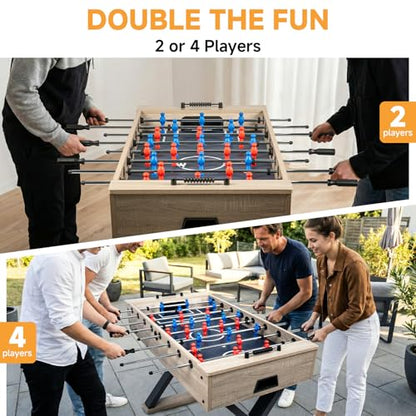 48-inch Foosball Table, Soccer Game Table for Adults, Competition Sized Soccer Table for Home, Office, or Game Room, Family Game Night with 2 Balls, Hard Laminated Surface
