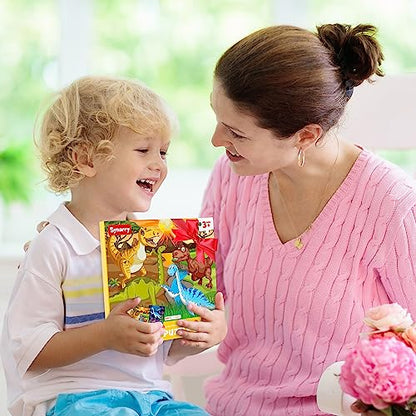 SYNARRY Magnetic Dinosaur Puzzles for Kids Ages 3-5, 20 Pieces Puzzles for Toddlers 4-6, Easter Basket Stuffers Gifts for Kids, Car Airplane Road Trip Activities Magnet Games Toy for Boys Girls - style: Dinosaur