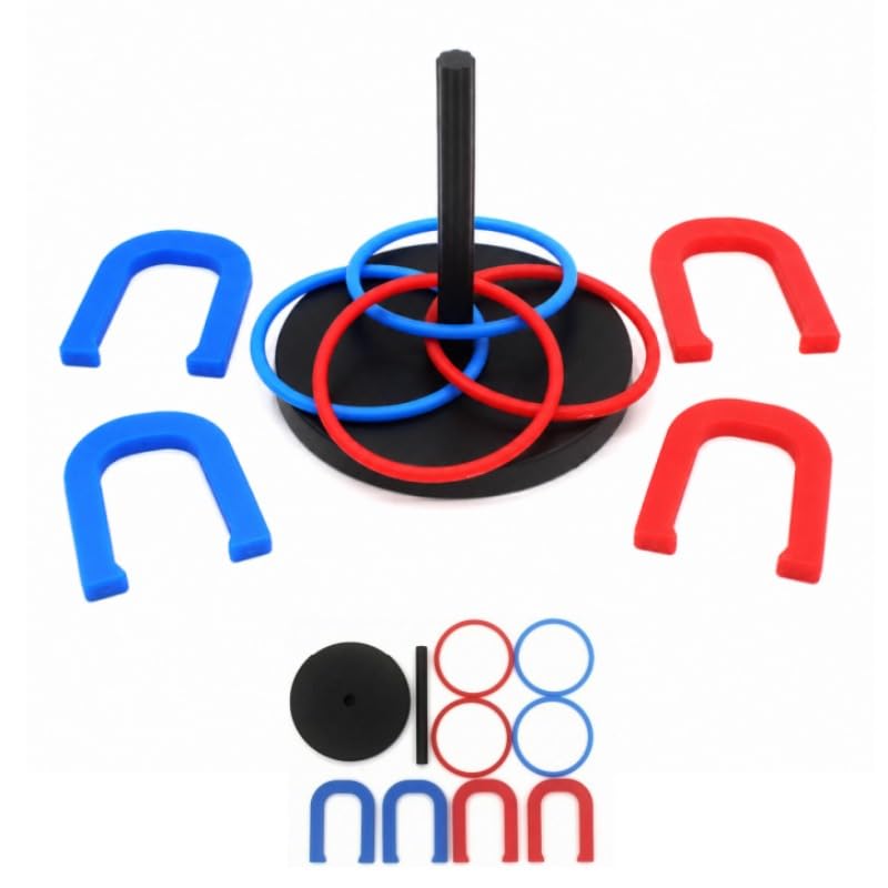 2in1 Horseshoe Ring Toss Game Set Lightweight PP Plastic for Kids Adults Yard Lawn Indoor Outdoor