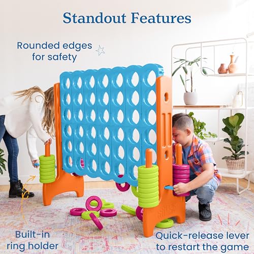 ECR4Kids Jumbo 4-to-Score Giant Game with 42 Rings and Reset Sliders, Kids Games, Vibrant - color: Vibrant
