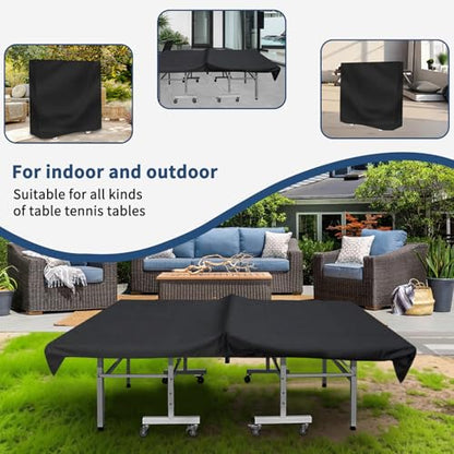 Femuar Outdoor Waterproof Table Tennis Cover, 72.8 x 65 x 27.5 in, Black
