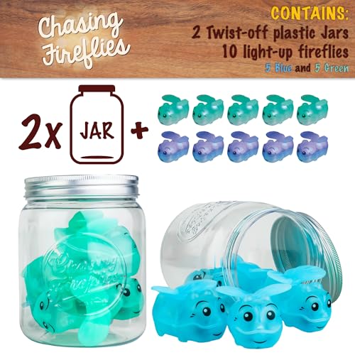 Toysmith Chasing Fireflies Kids Game - The Game of Shine & Seek - Interactive Games for Kids - Indoor & Outdoor Game - for Ages 3+, Blue,Green
