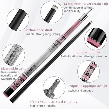 58" 2-Piece Pool Cue Stick - Fiberglass & Maple Professional Billiard Pool Stick