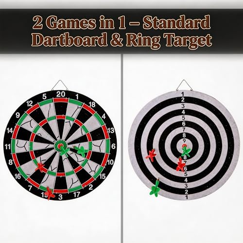 11.42" Double Sided Dartboard Flocking Surface Set with 4 Steel Tip Darts 6g for Family Party/Room/Bar/Garage