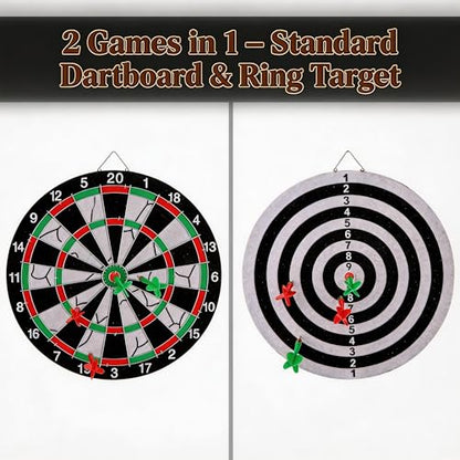 11.42" Double Sided Dartboard Flocking Surface Set with 4 Steel Tip Darts 6g for Family Party/Room/Bar/Garage