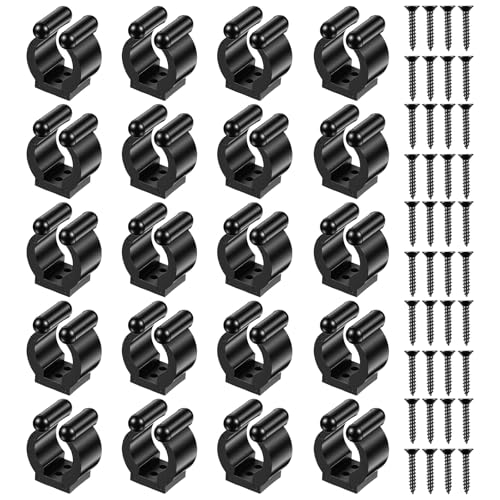 20Pcs Pool Cue Holder with Screws, Pool Cue Holder Clamps for Wall Mount Fishing Rod