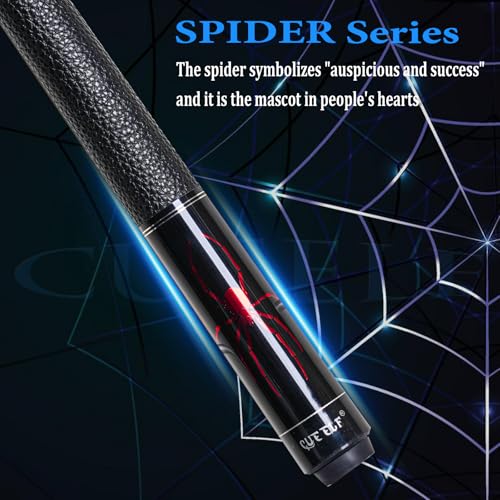 CUEELF Carbon Fiber Pool Cue Stick Leather Wrap Professional Low Deflection Billiard Cue Stick 12.5mm Carbon Fiber Technology Pool Cue - color: CA-SP-RED