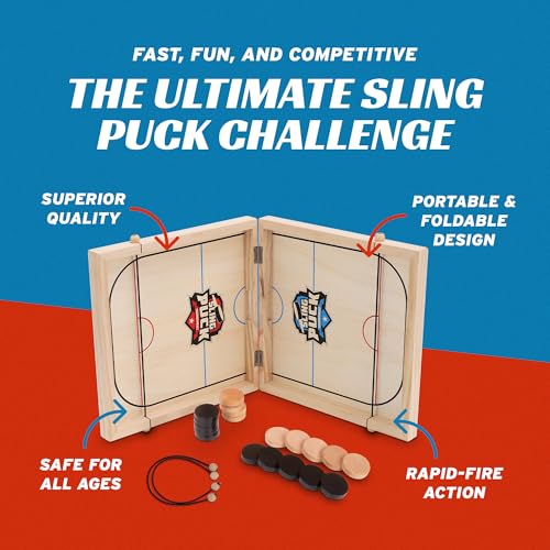 Fast Sling Puck Game - Super Winner Slingshot Puck Board Game - Sling It Shot 2 Player Hockey Table for Kids, Teen and Adults - Christmas Indoor Family Tabletop Games - style: 24 Inch Large