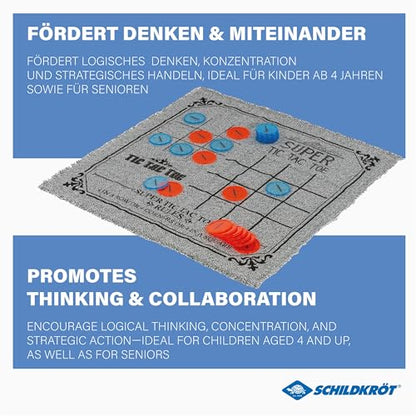 Schildkröt 3-in-1 Carpet, Women XXL Tic Tac Toe and 4-in-Line Rug with 24 Pieces, Beach Game, Garden or Park