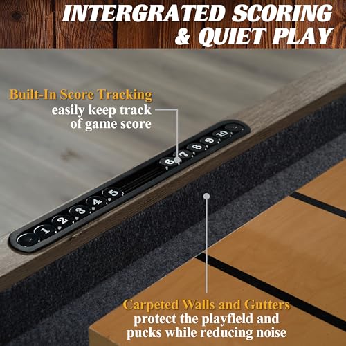 Barrington 9ft Shuffleboard Table with Scratch-Resistant Playfield and 8 Puck Set - size: 9 Ft. Monteray