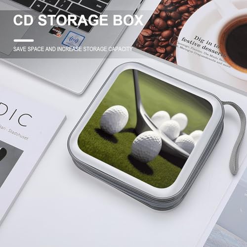 Golf CD Case 40 Capacity Case Zipper CD Collection Bag with Handles Cover DVD Storage Hard Plastic DVD Disc Cases Storage Binder for Car Home Office Travel