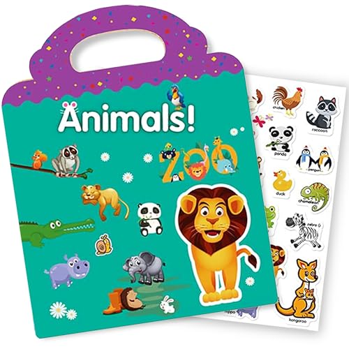 Reusable Sticker Book for Kids, Animal Stickers Educational Learning Toys Travel Stickers Activity Books for Toddler Girls Boys Age 3+ Birthday Gifts - style: Animal