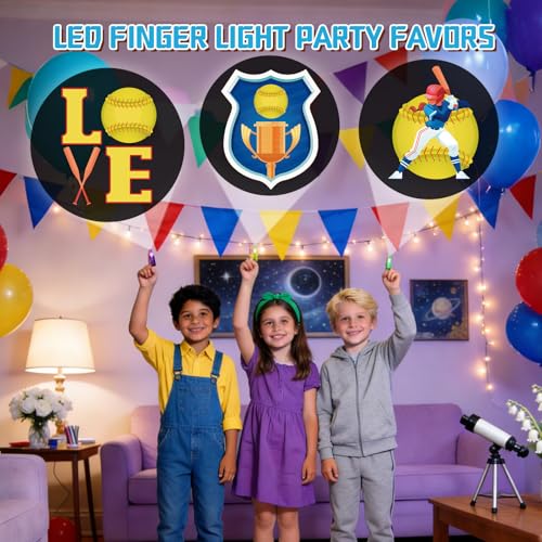 36 Pack Softball Party Favors LED Finger Lights for Kids, Glow in the Dark Softball Birthday Party Supplies, Goodie Bag Stuffers, Classroom Rewards Prizes Gifts - style: Softball