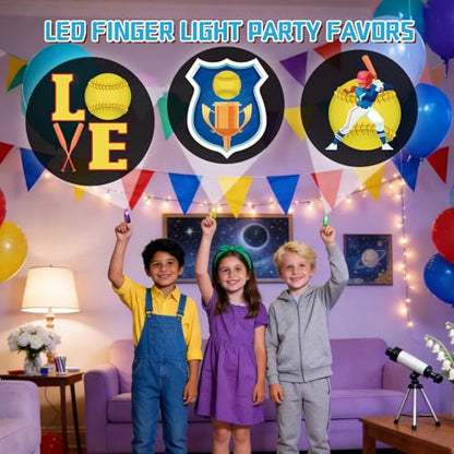 36 Pack Softball Party Favors LED Finger Lights for Kids, Glow in the Dark Softball Birthday Party Supplies, Goodie Bag Stuffers, Classroom Rewards Prizes Gifts - style: Softball