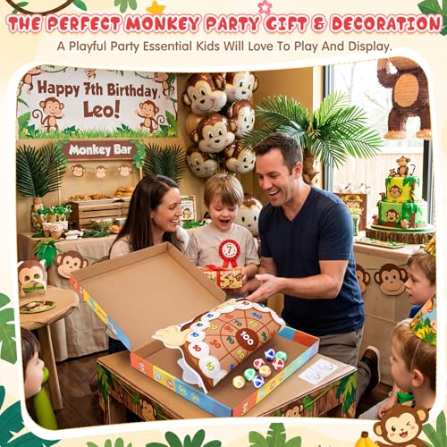 Seenelling Monkey Party Games 30 x 27 Monkey Dart Board with 12 Sticky Balls Toys Jungle Animal Games for Boys Kids Family Theme Birthday Zoo Forest Party Supplies Decorations Favors - size: 30 x 27", style: Monkey